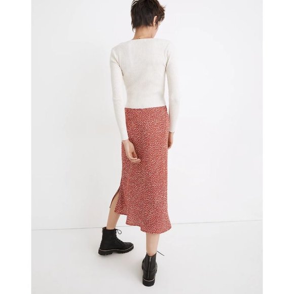 MADEWELL Midi Slip Skirt - Red Floral - Picture 1 of 10